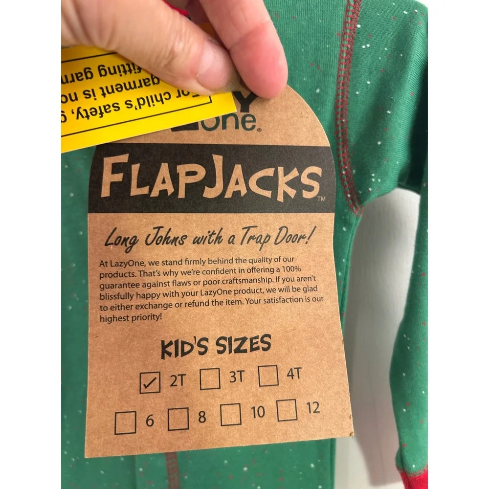 Lazy One FlapJacks 2T Green Do Not Open Til Christmas Union Suit Kids